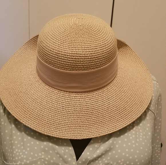 NWT Nine West Straw Flip-Up Floppy Hat - Picture 2 of 7
